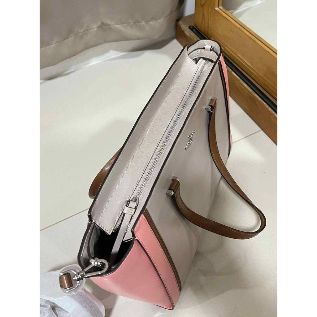 ORIG Preloved KS Patterson Drive Geraldine Warm Beige Pink Large Tote Satchel Bag