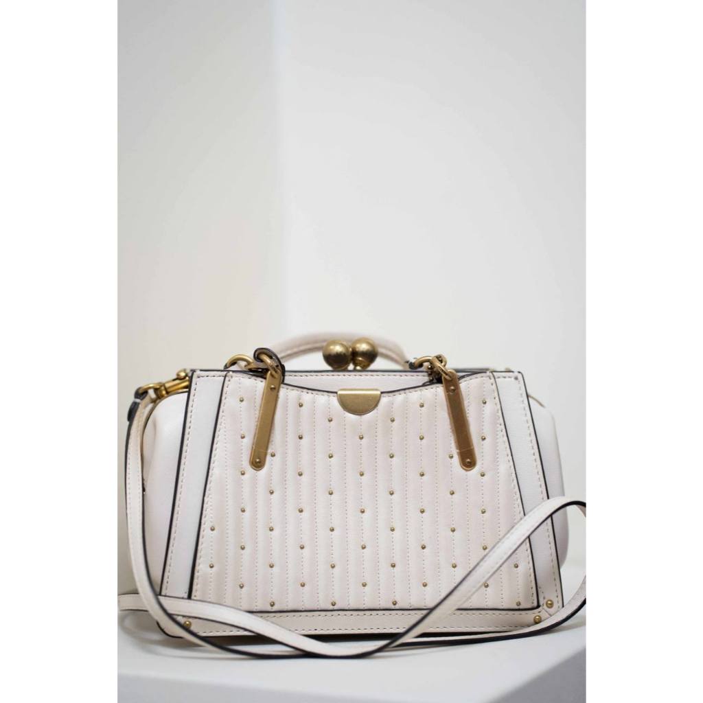 ORIG Preloved CCH RARE Retail Kisslock Dreamer 21 With Quilting And Rivets Mini White Bag