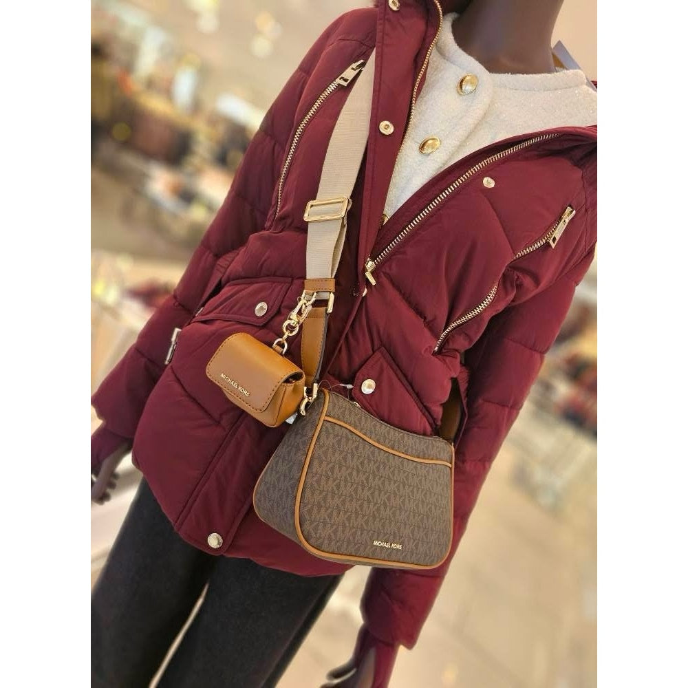 ORIG & IMPORTED MK Jet Set Medium Signature Logo Crossbody Brown Bag with Case for Apple AirPods