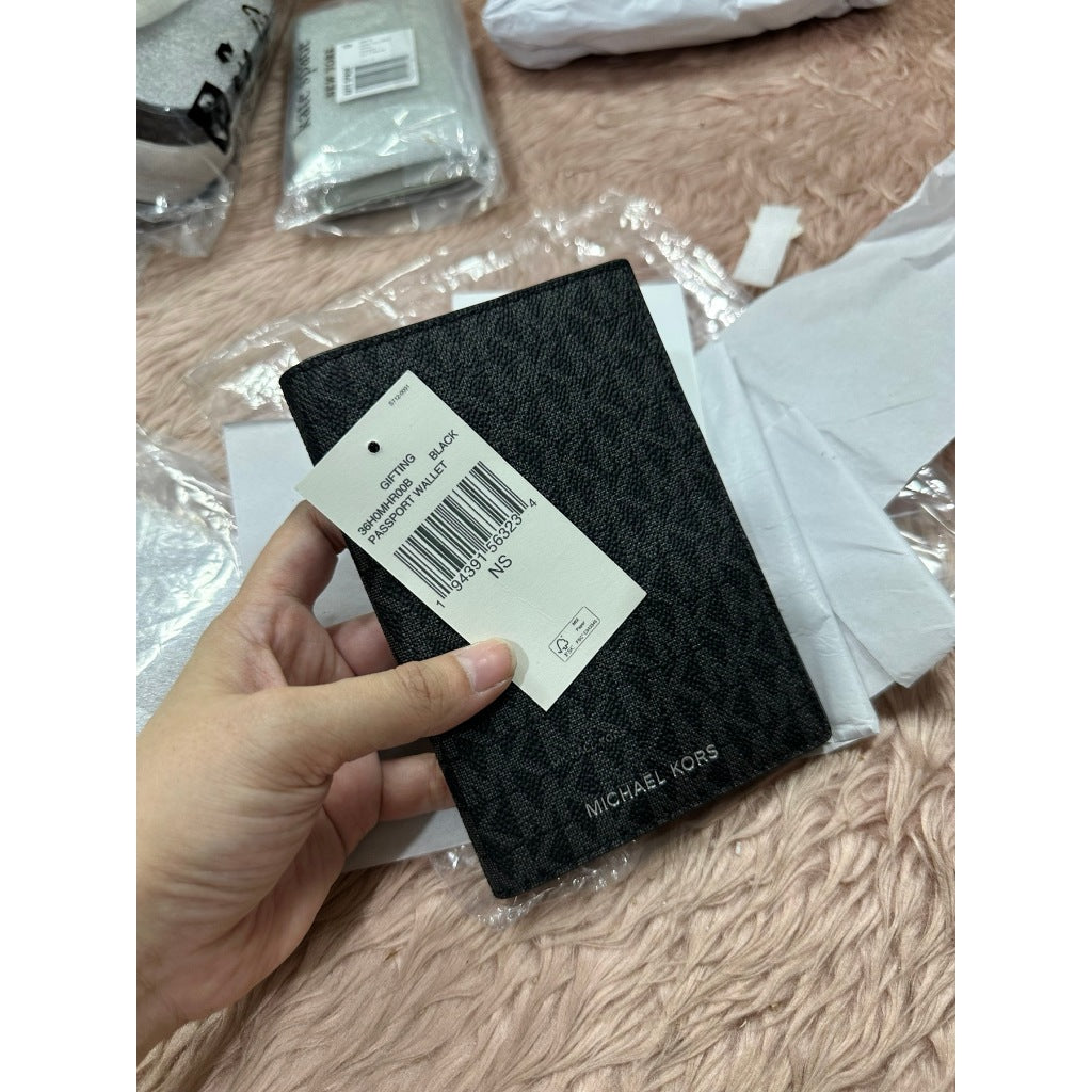 ORIG & IMPORTED MK Logo Passport Wallet Black