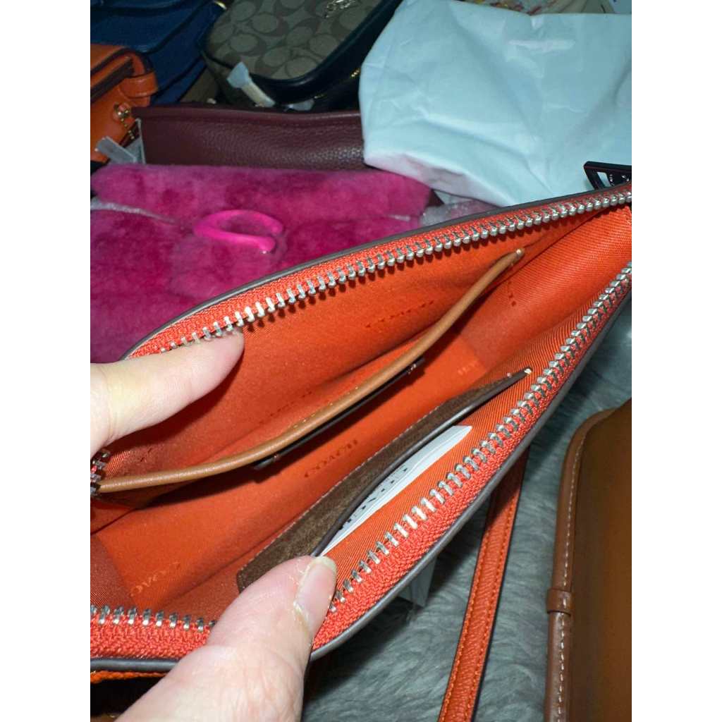 ORIG & IMPORTED CCH Retail Pouch Small Bag With Signature Canvas Interior ORANGE