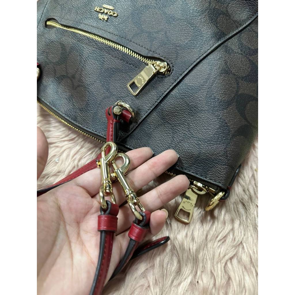 ORIG Preloved CCH Prairie Satchel In Signature Canvas Brown/Red Bag