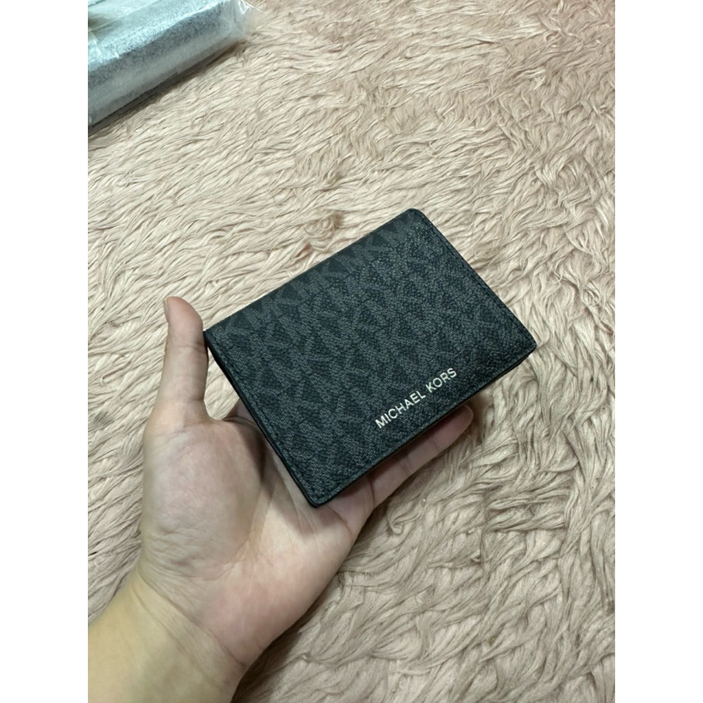 ORIG & IMPORTED MK Cooper Signature Logo Print Flap Small Black Wallet