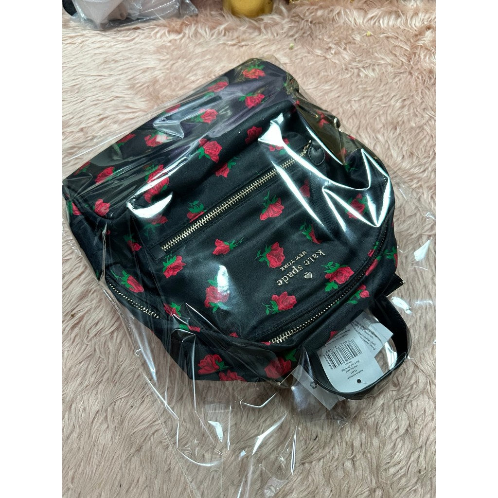 ORIG & IMPORTED KS Chelsea Medium Black Nylon Backpack Rose Toss