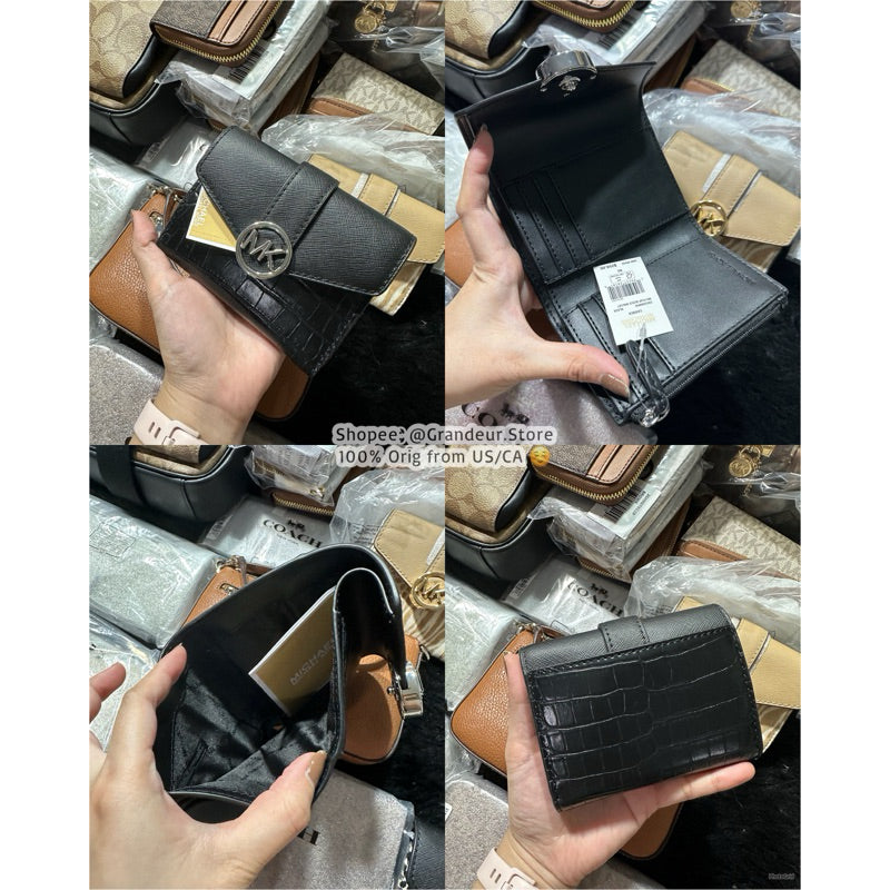 ORIG & IMPORTED MK Leida Carmen Medium Signature Logo Wallet Brown