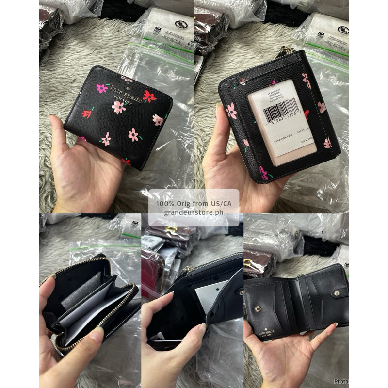 ORIG & IMPORTED KS Staci Small Zip Around Wallet in Black White Green