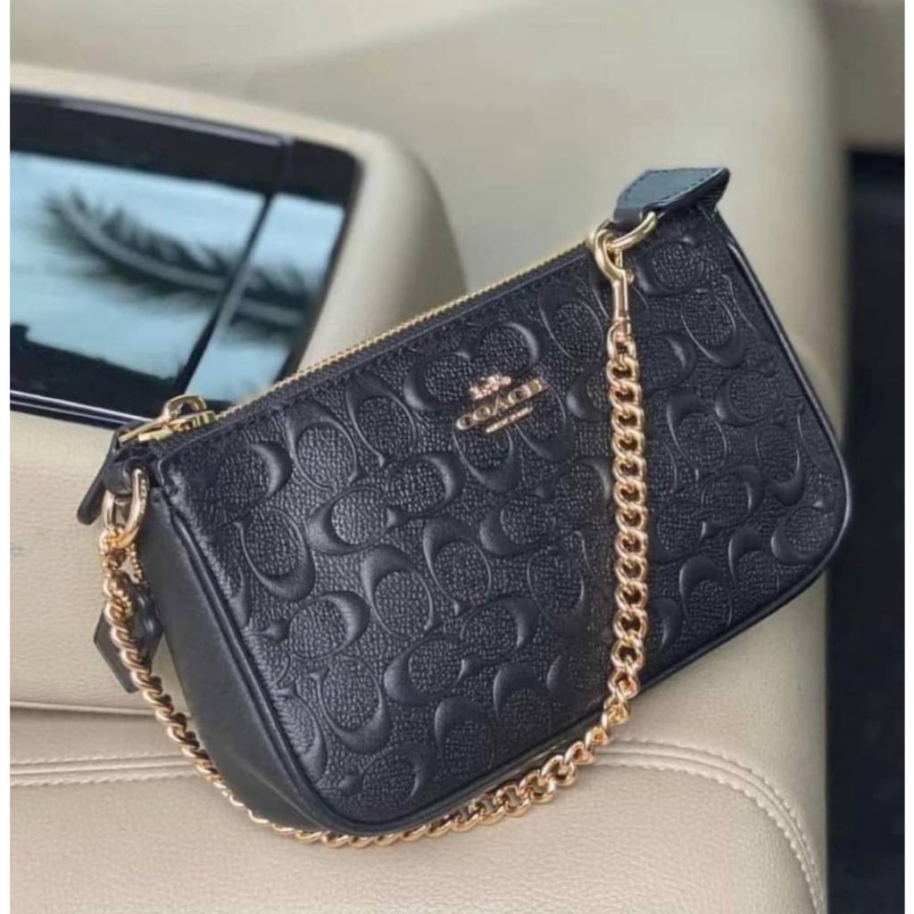 ORIG Preloved CCH Nolita 10 Large Chain Wristlet Signature Leather Black Small Bag