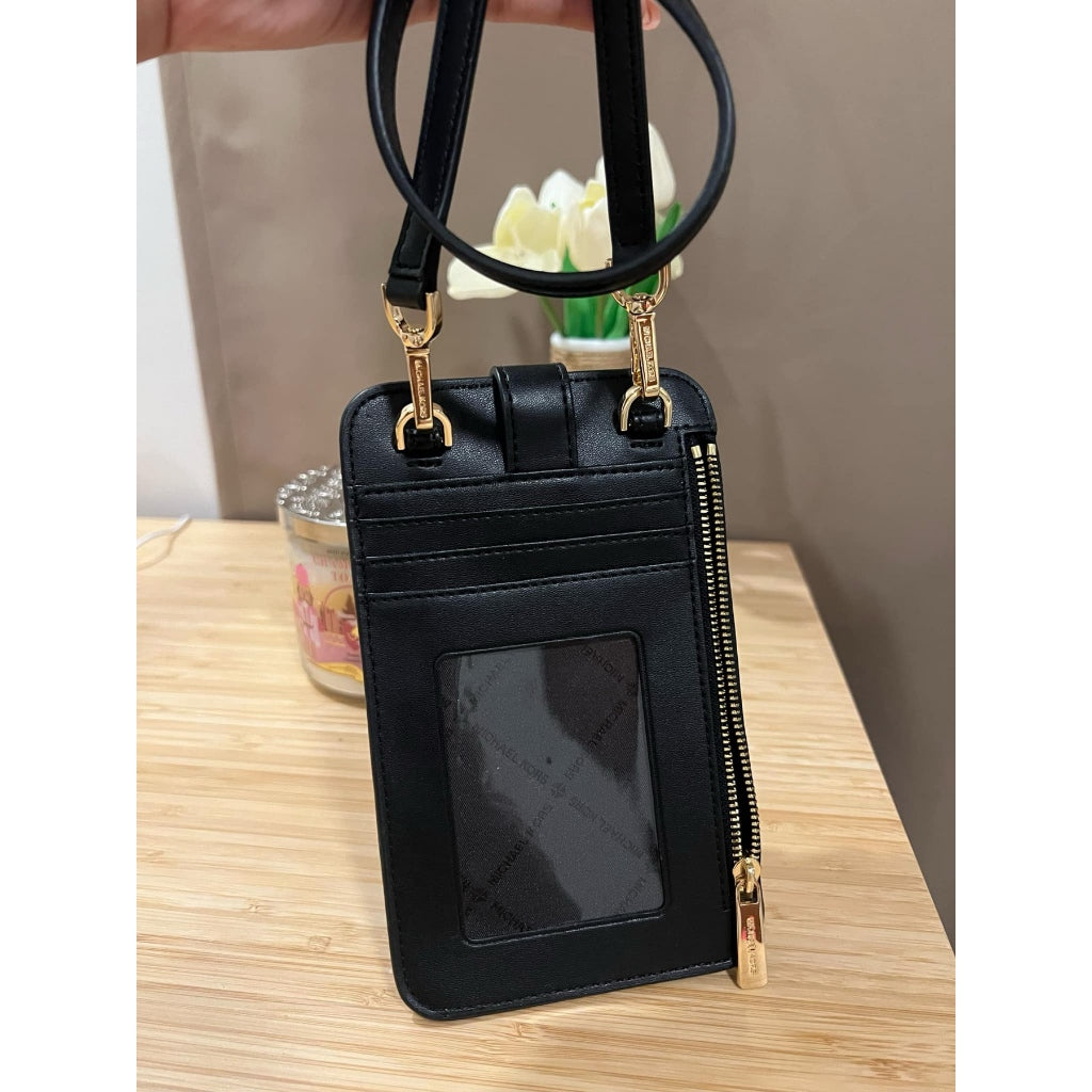 ORIG PRELOVED MK Logo Phone Crossbody Small Bag Wallet Black