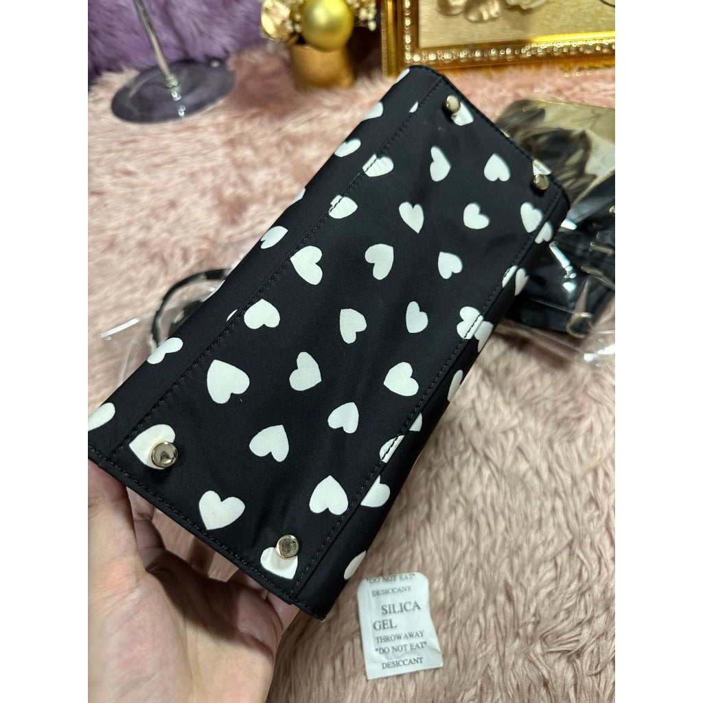 ORIG Preloved KS Retail Watson Hearts Sam Satchel Nylon Black Bag