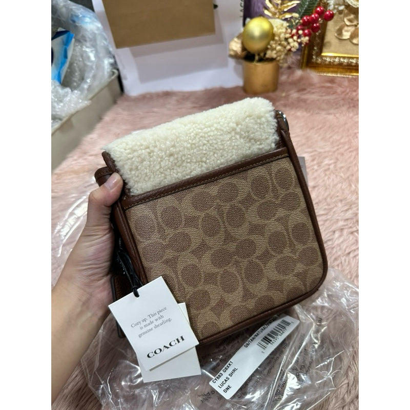 ORIG & IMPORTED CCH Lucas Crossbody Men Brown Bag In Signature Canvas with fur