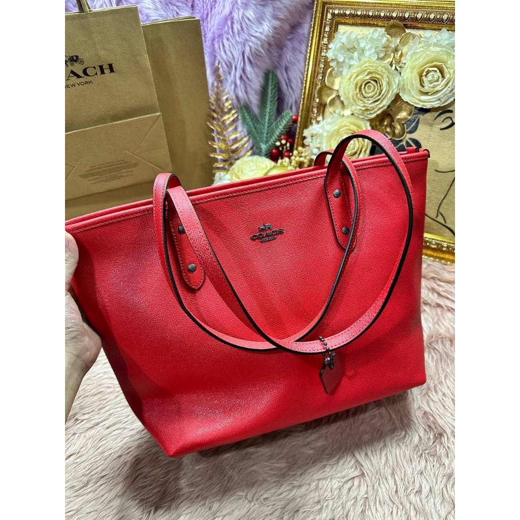 ORIG Preloved CCH Large City Zip Top Tote Bag Red