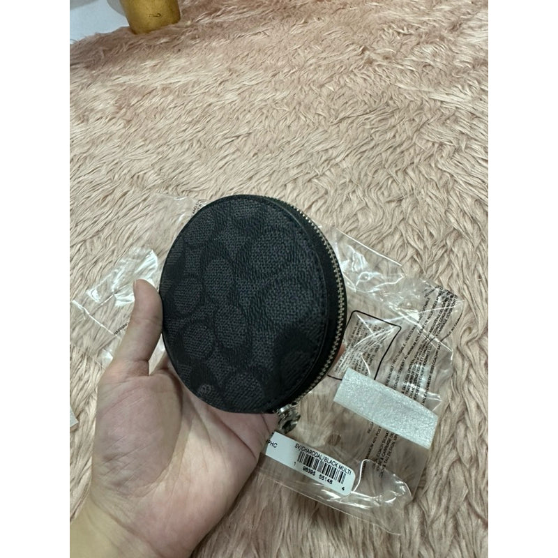 ORIG & IMPORTED CCH Coin Case In Signature Canvas With Cat Small Zip Around Black Wallet