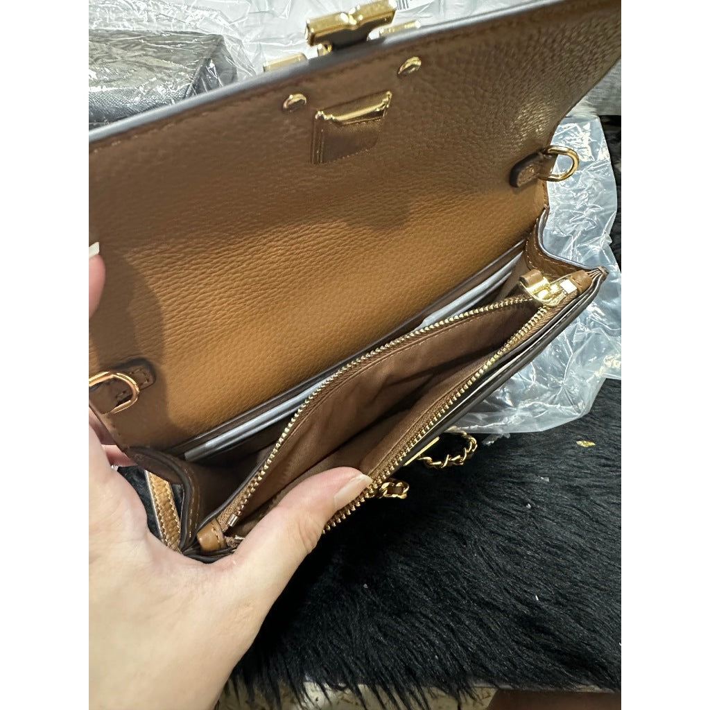 ORIG & IMPORTED TB Britten pebble chain crossbody small bag/purse/wristlet in Tiramisu Br