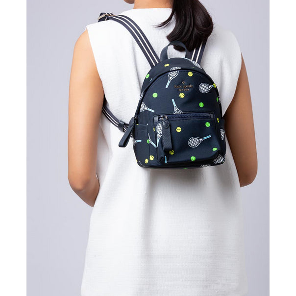 ORIG & IMPORTED KS Chelsea Racquet And Ball Printed Mini Nylon Blue Backpack Bag