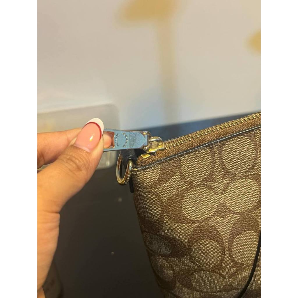 ORIG Preloved CCH Prairie Satchel Bag In Colorblock Signature Canvas Khaki