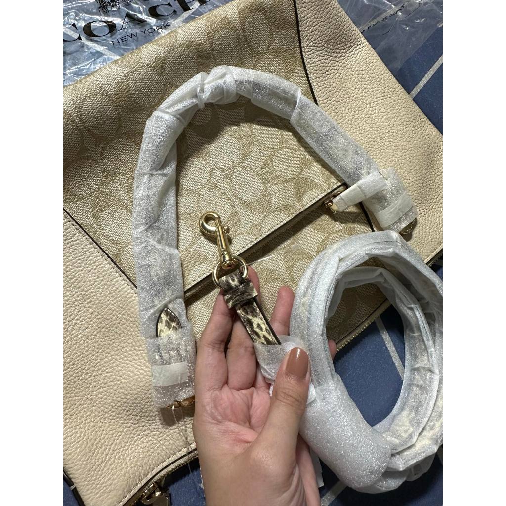 ORIG & IMPORTED CCH Kacey Satchel Bag In Colorblock Signature Canvas Khaki