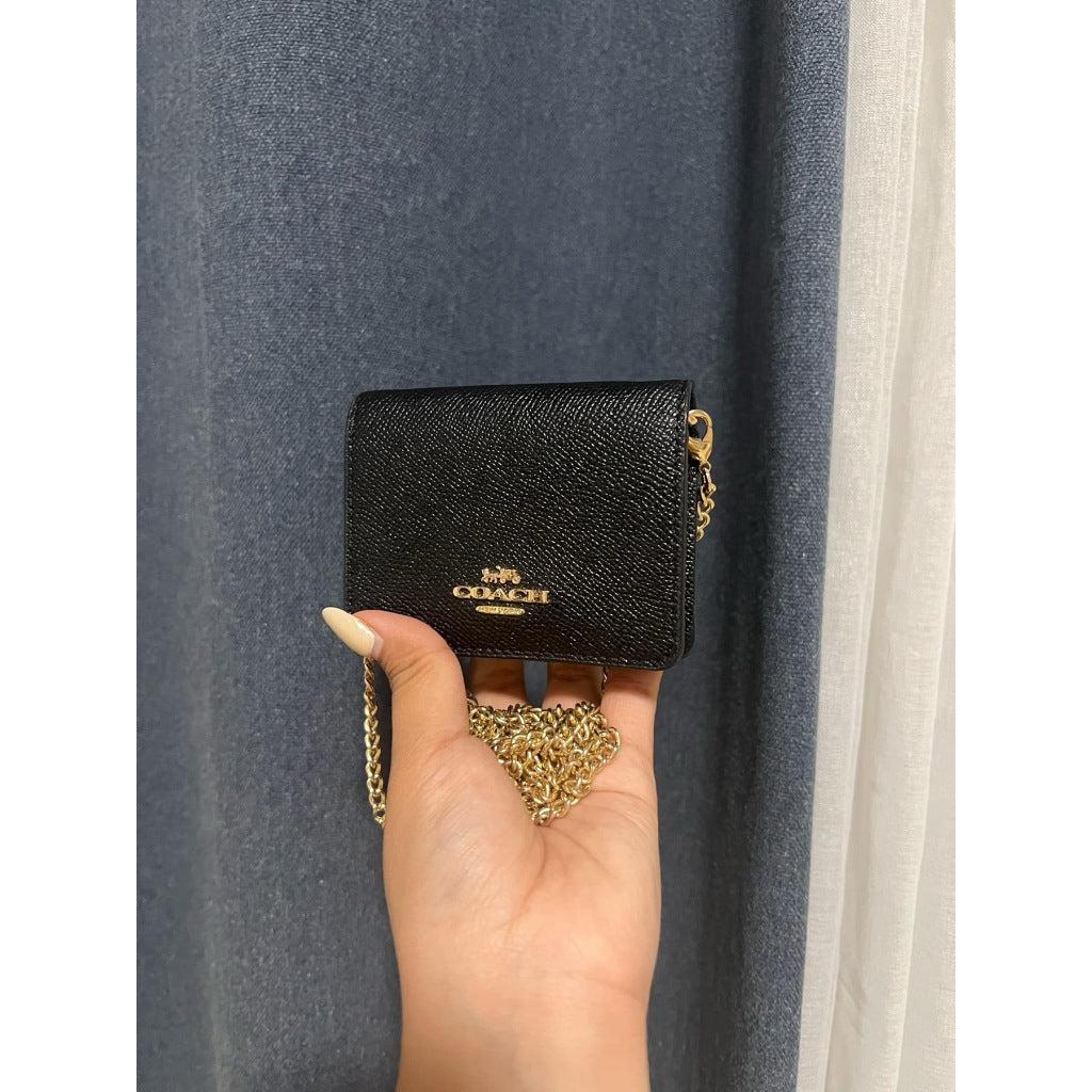 ORIG Preloved CCH MWOC Mini Wallet On A Chain Micro Bag Black Brown