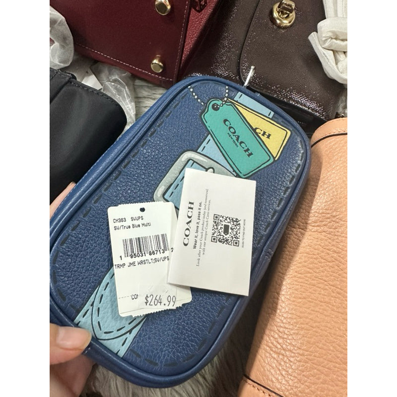 ORIG & IMPORTED CCH Raw Jamie Wristlet With Trompe L'oeil Print Blue Mini Bag