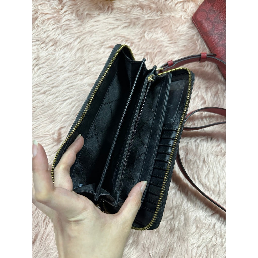 ORIG Preloved MK Leather Continental Long Wallet Wristlet