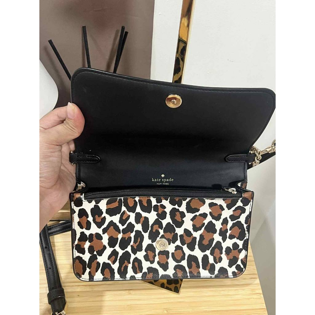 ORIG Preloved KS Madison Spotted Leopard Willow Mini Flap Crossbody Bag