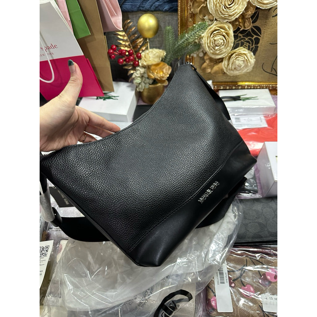 ORIG & IMPORTED MK Cooper Pebbled Leather Crescent Black Men Bag
