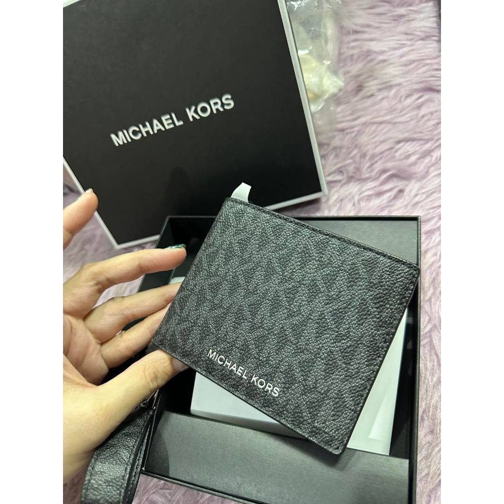 ORIG & IMPORTED MK Logo Wallet and Key Chain With Box Men's Wallet Black