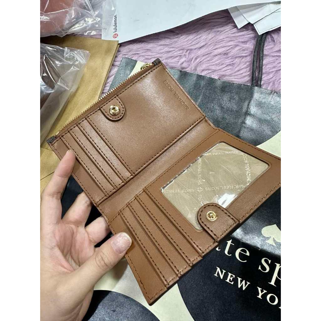 ORIG & IMPORTED MK RARE jet set small zip card case bifold brown wallet