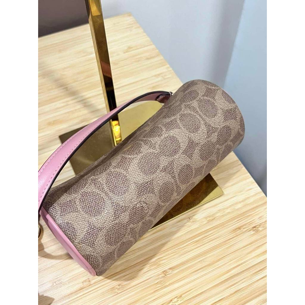 ORIG Preloved CCH Nolita Barrel Small Bag In Colorblock Signature Canvas Brown/Pink