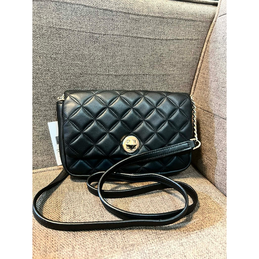 ORIG & IMPORTED KS Natalia Flap Turnlock Crossbody Small Bag in Black