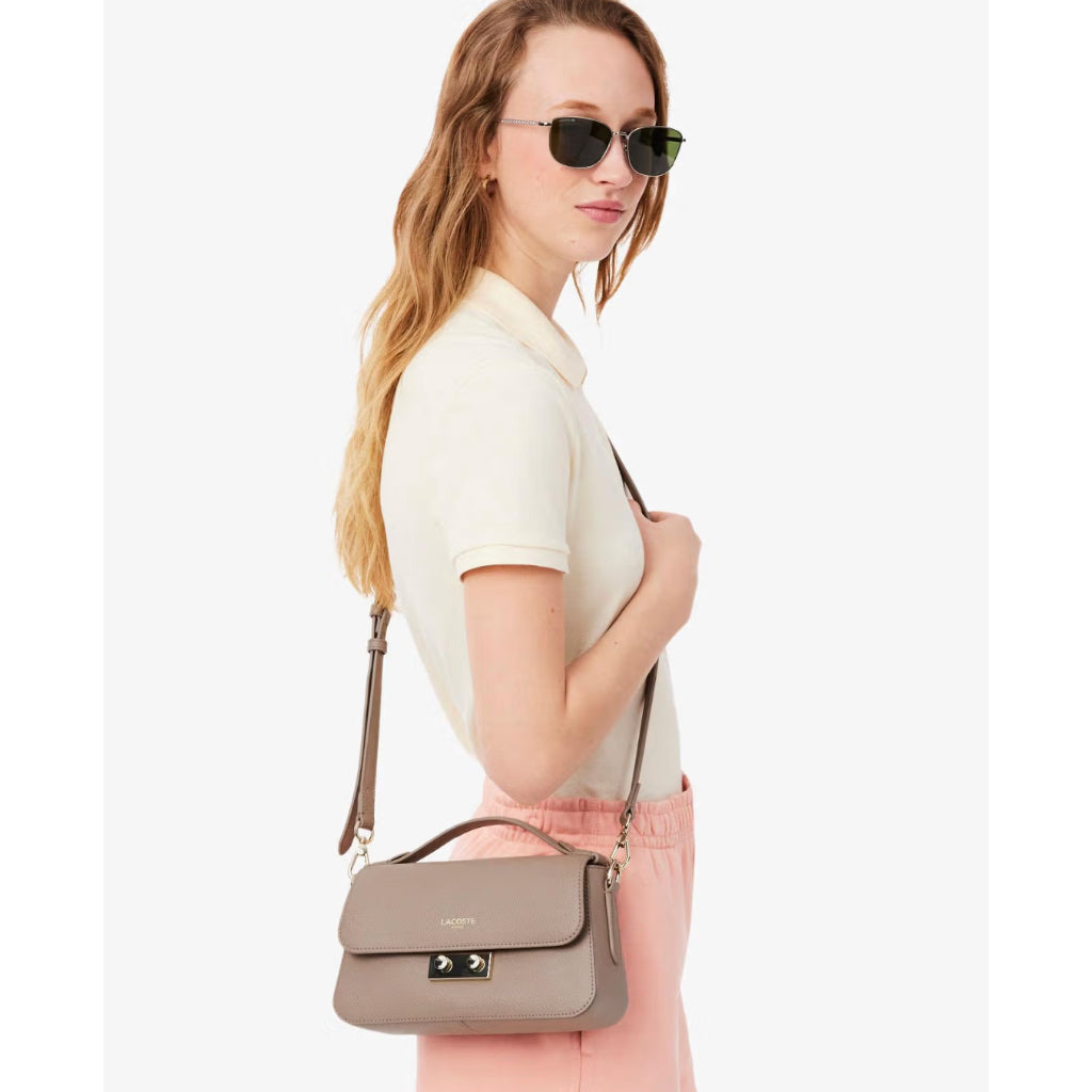 ORIG & IMPORTED Lacoste Champs-Élysées Shoulder Flap Taupe/Pink Bag