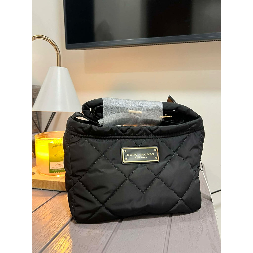 ORIG & IMPORTED MJ Quilted Nylon Crossbody Bag in Black