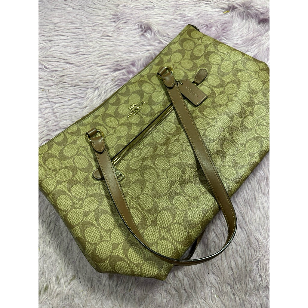 ORIG Preloved CCH Gallery Tote Signature Canvas Big Khaki Bag