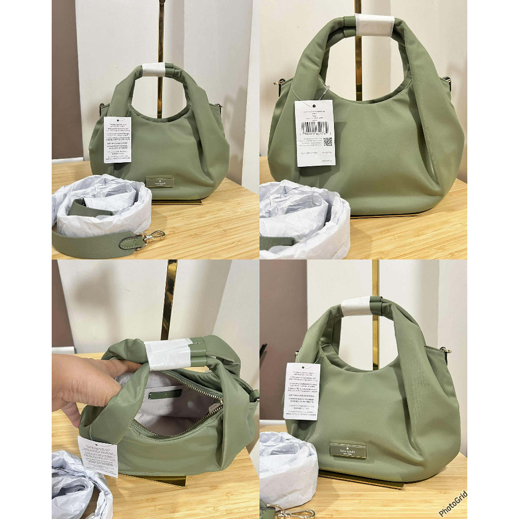 ORIG & IMPORTED KS Carter Nylon Small Pleated Crossbody Green/Black/Taupe/Purple/Pink Bag