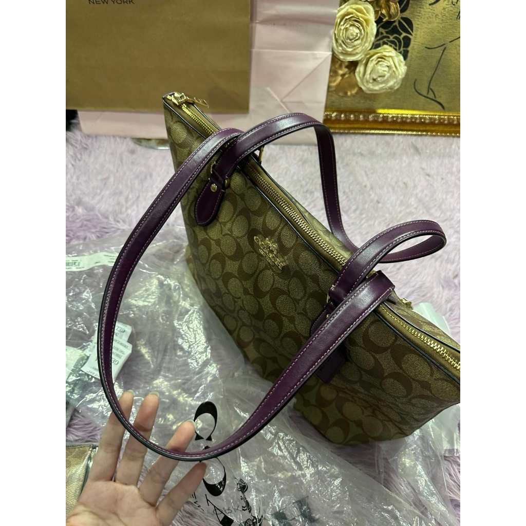 ORIG Preloved CCH gallery large tote bag in Khaki Brown/Berry