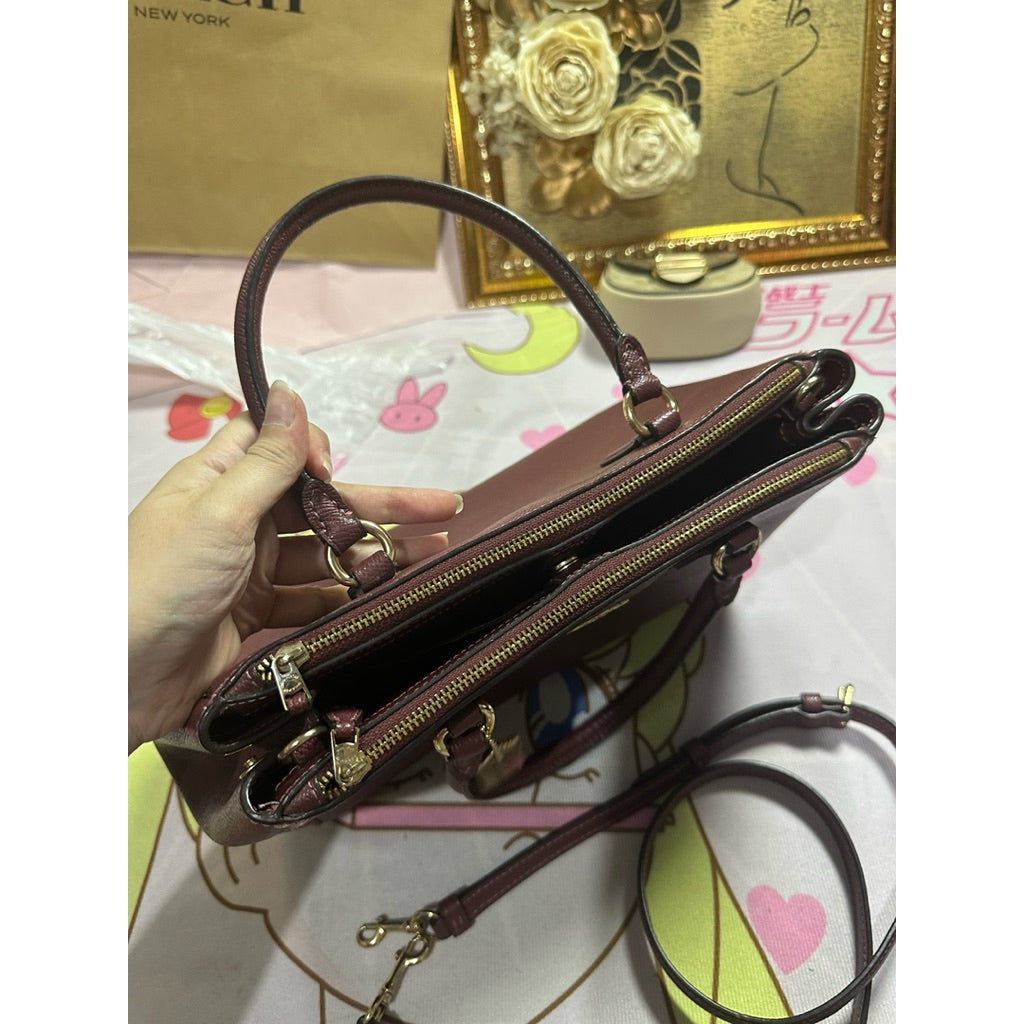 ORIG Preloved Coach Surrey Carryall Medium Satchel Wine Red Bag