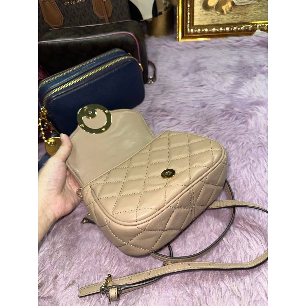 ORIG Preloved MK Fulton Small Quilted Leather Beige Crossbody Bag