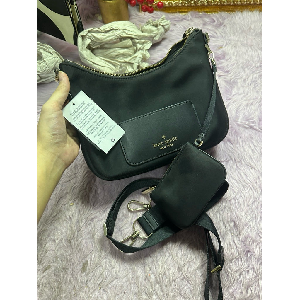 ORIG Preloved KS Chelsea Crossbody Nylon Black Bag with Pouch