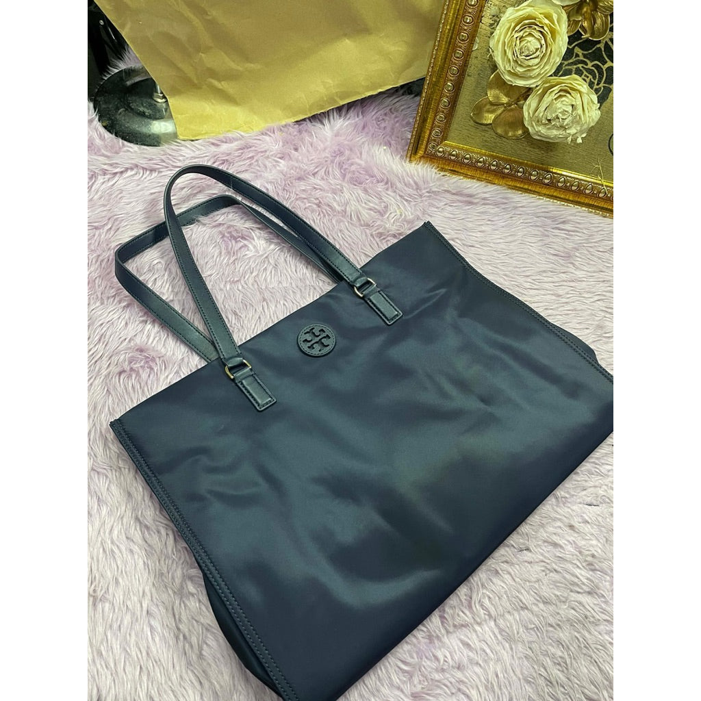 ORIG & IMPORTED TB Ella Medium Nylon Tote Black/Navy Blue Bag