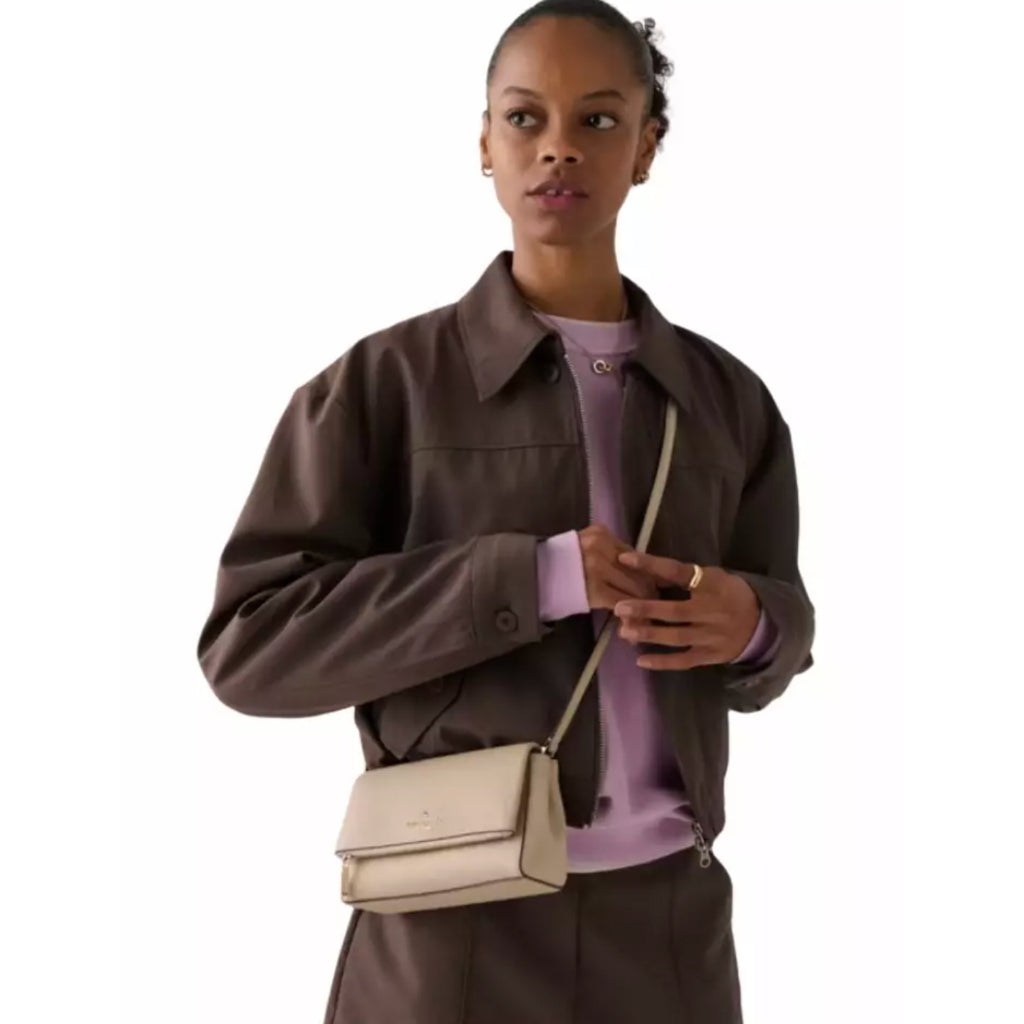 AUTHENTIC/ORIGINAL KS Leila Mini Crossbody Flap Black Bag Lilac Purple Brown