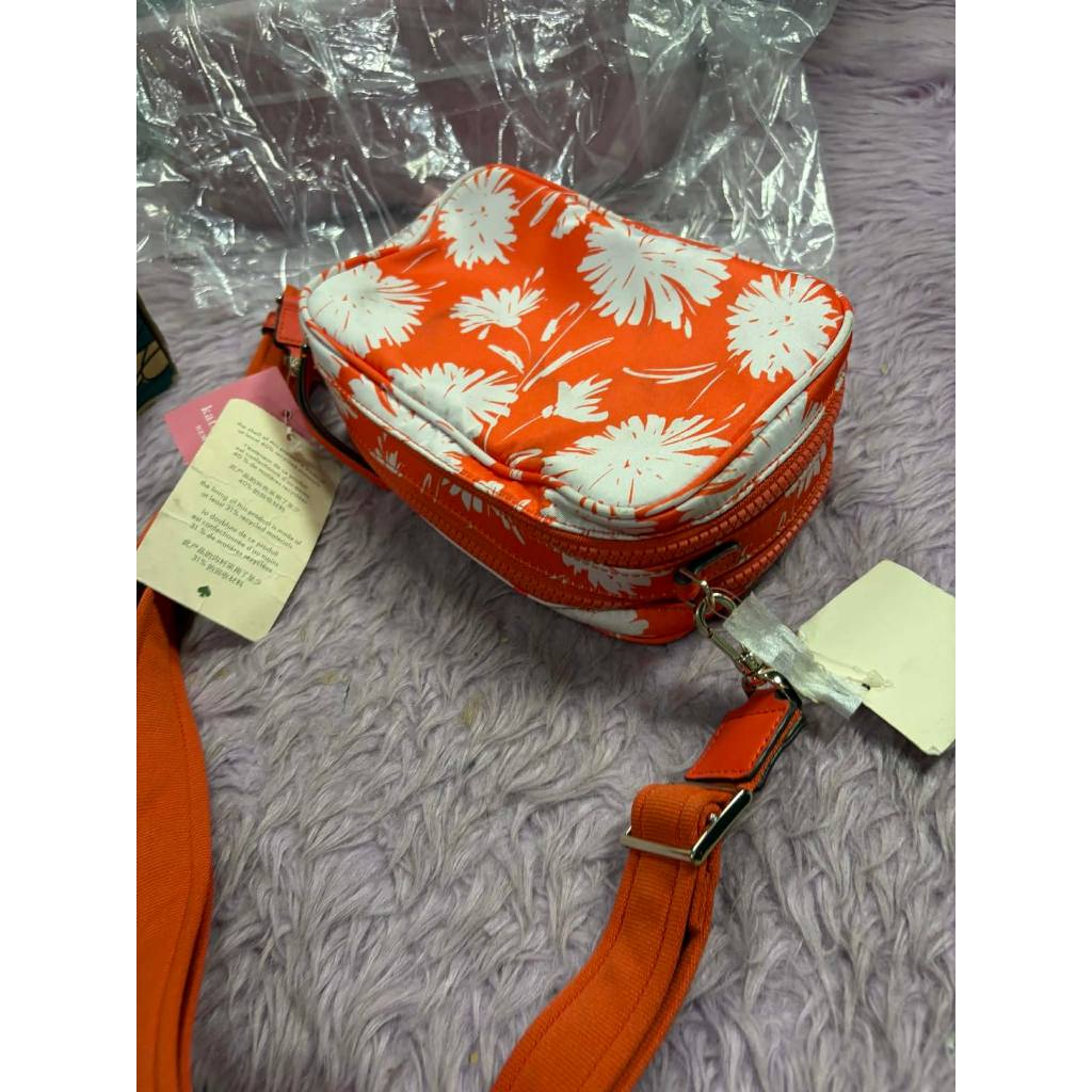 ORIG Preloved KS Jae Small Camera Bag Orange Floral Nylon