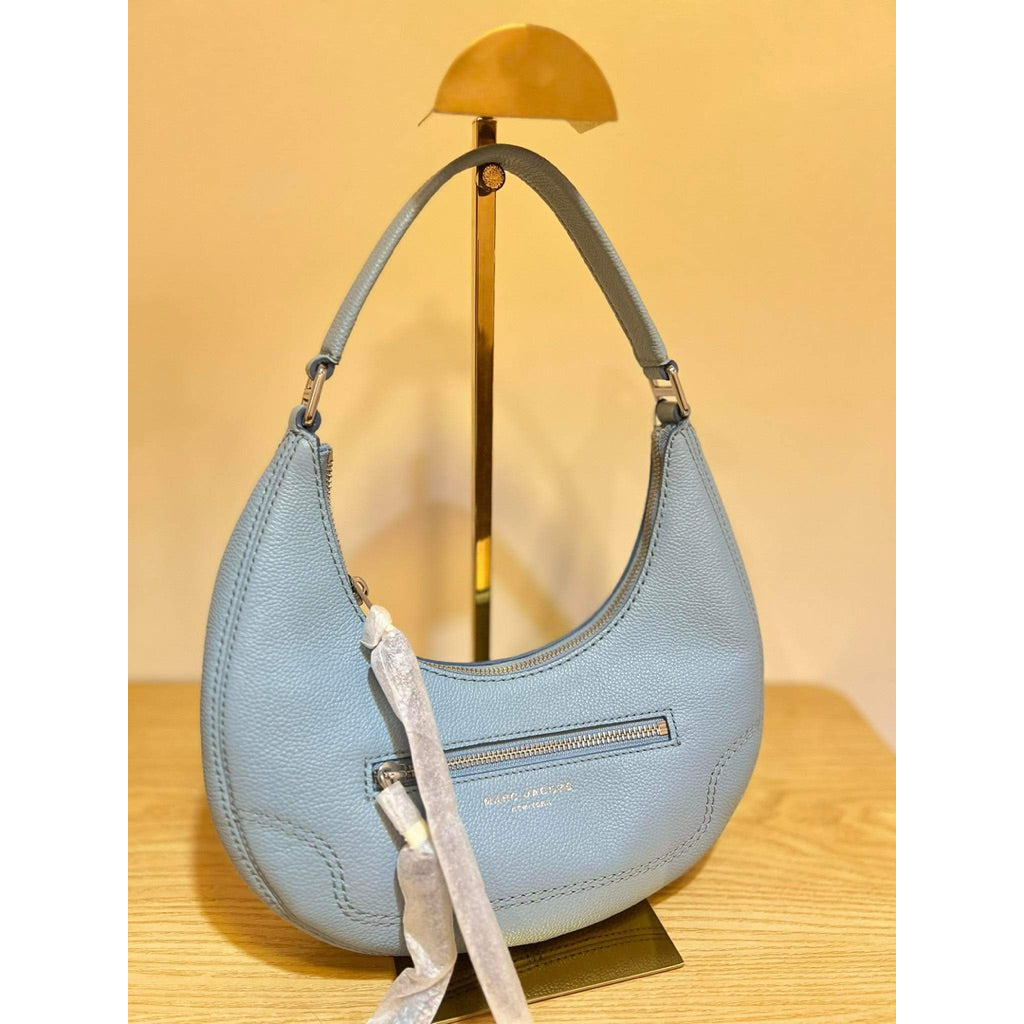 ORIG & IMPORTED MJ Small Leather Crescent Shoulder Hobo Blue Bag