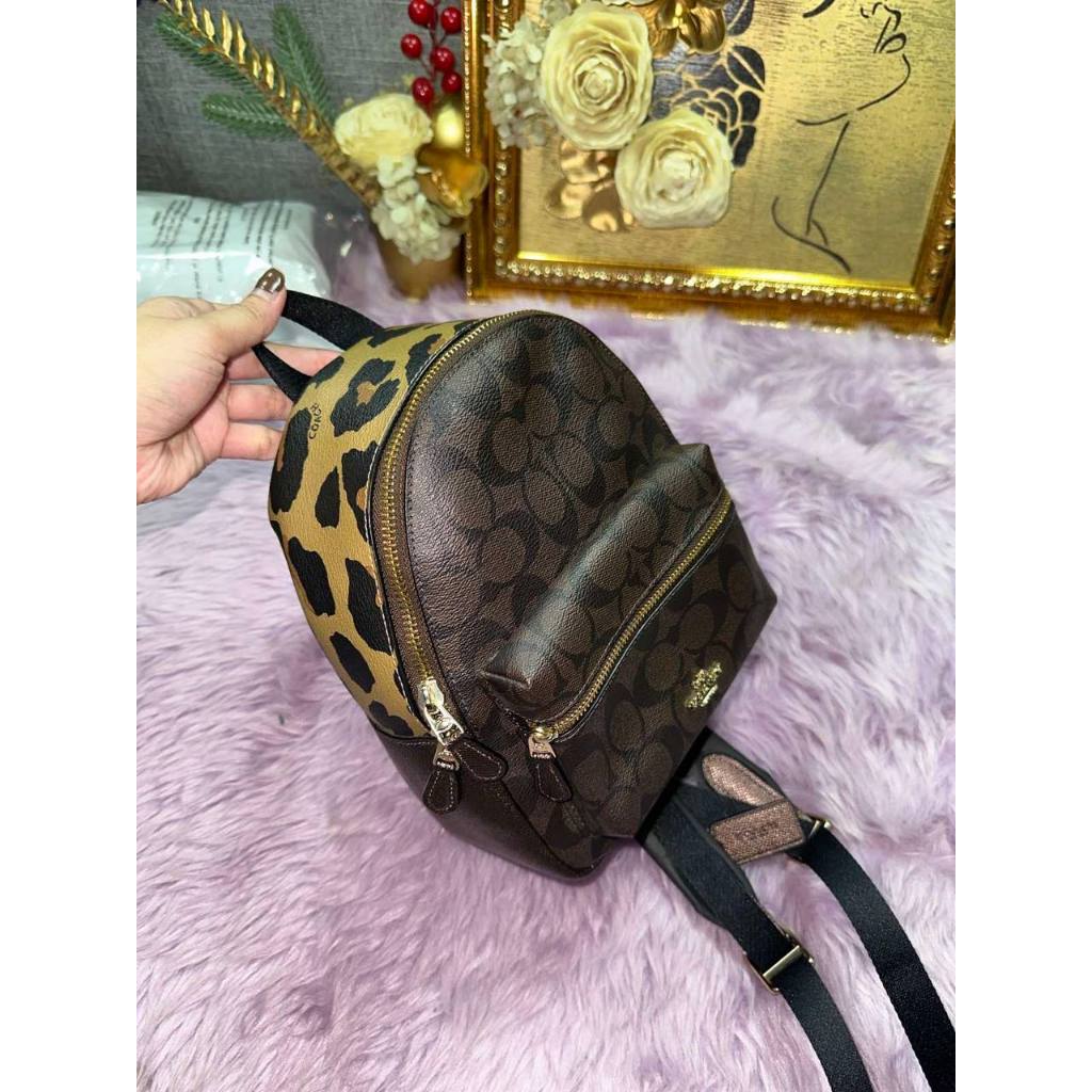 ORIG Preloved CCH Mini Charlie Backpack With Leopard Print Brown Small Bag