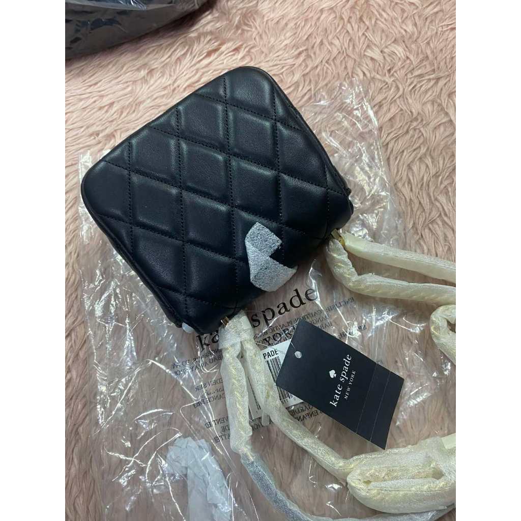 ORIG & IMPORTED KS Carey Quilted Micro Flap Crossbody Mini Wallet on Chain Black Bag