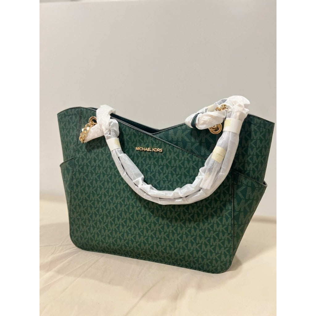 ORIG & IMPORTED MK Jet Set Large Logo Shoulder Green Bag