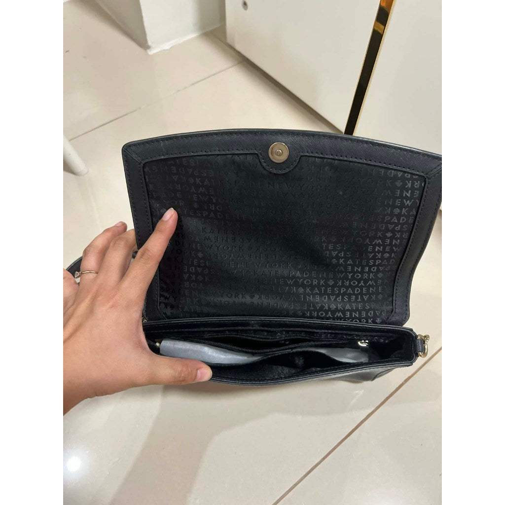 ORIG Preloved KS Greer Laurel Way Flap Black Bag
