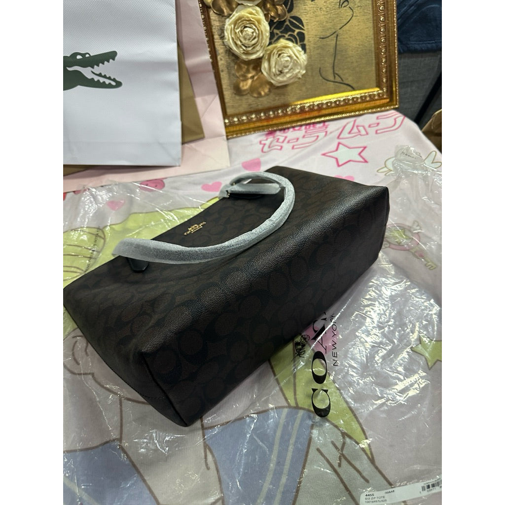 ORIG & IMPORTED CCH Zip Top Tote Brown Bag In Signature Canvas