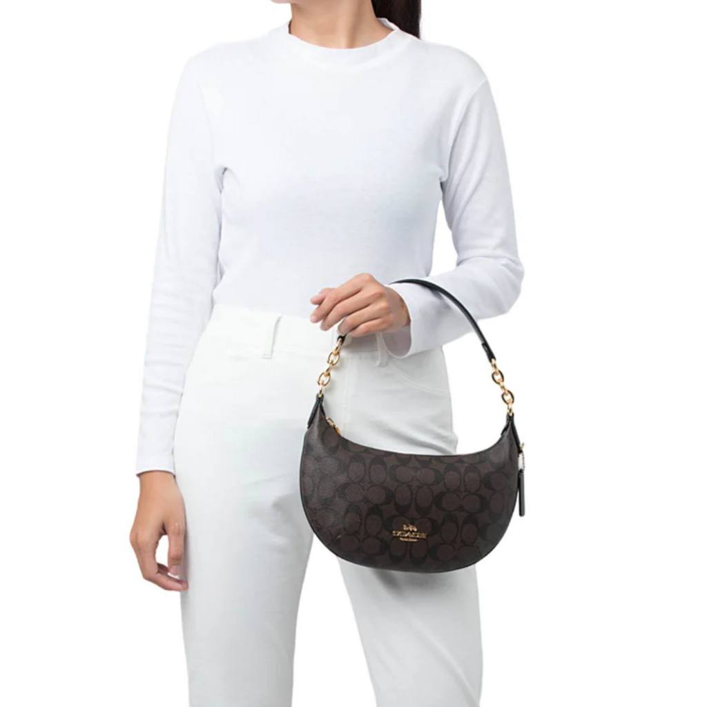 ORIG & IMPORTED CCH Payton Hobo Bag In Signature Canvas Brown Black