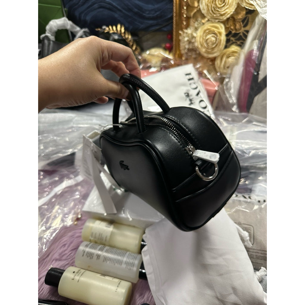 ORIG & IMPORTED Lacoste Mini Lora Leather Purse Black Bag