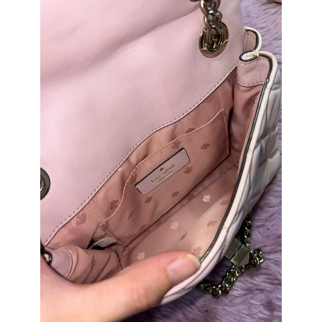 ORIG Preloved KS Natalia Small Flap Crossbody Bag in a quilted light pink