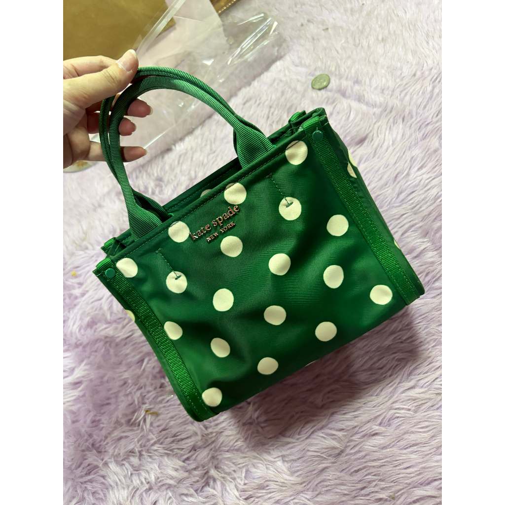 ORIG PRELOVED KS the little better sam sunshine dot mini tote nylon bag GREEN